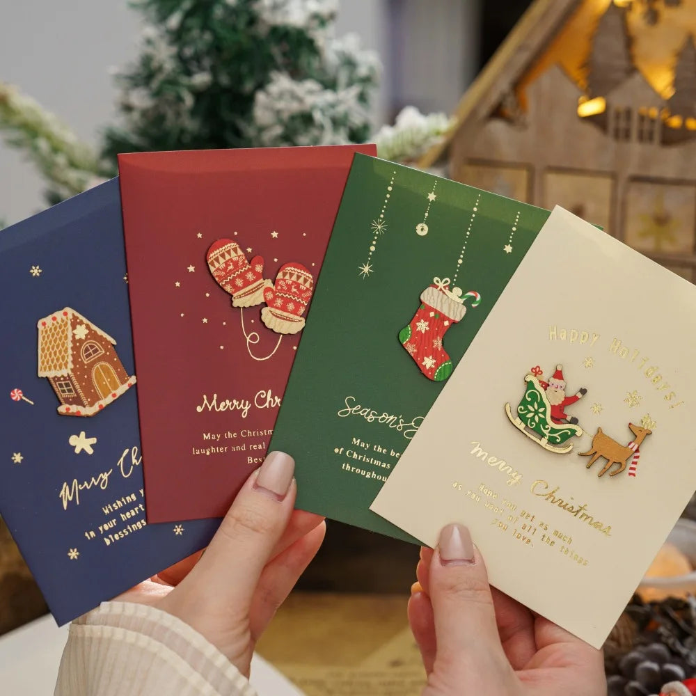 Merry Christmas Cards Set with Envelope New Year Wishes Christmas Gifts Decorative Greeting Xmas Postcards for Xmas 2025-Serilas