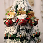 Christmas Tree Decorations, Plush Hanging Ornaments for Holiday Party, Santa Claus Snowman Reindeer Christmas Home Decoration-Serilas