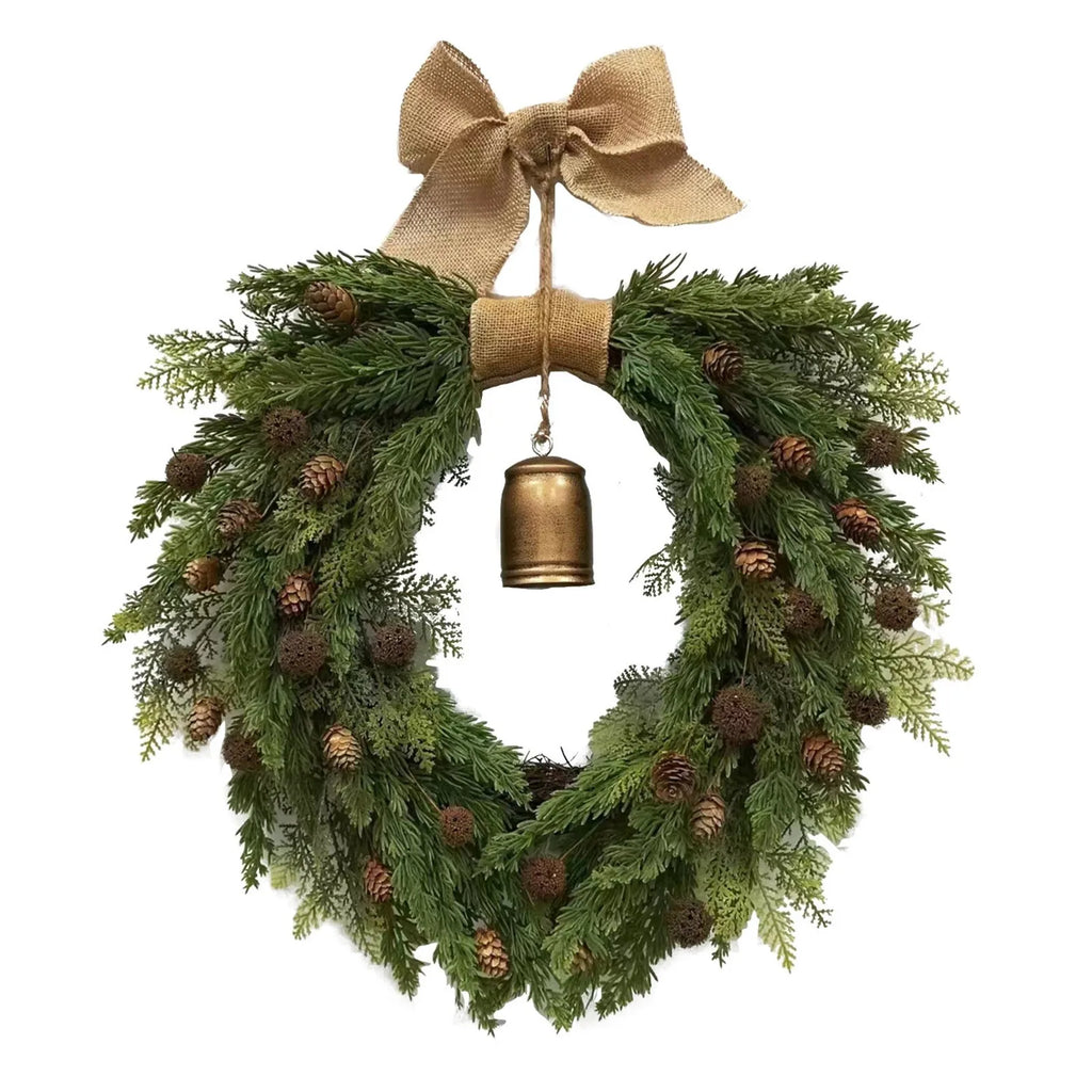 Christmas Beautiful Wreath Decoration Rustic Hanging Artificial Garland For Front Door Festival Family Atmosphere Celebrate Prop-Serilas