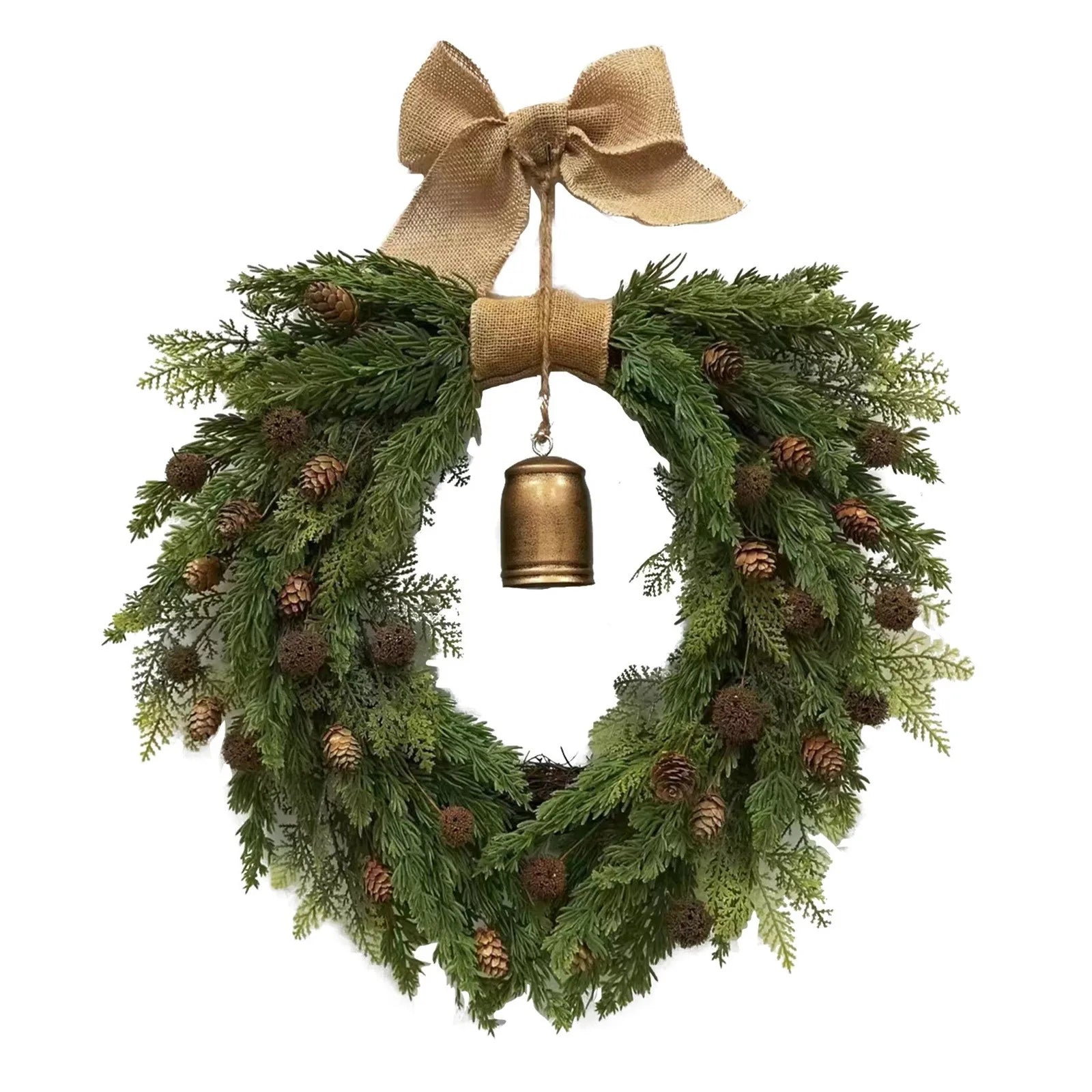 Christmas Beautiful Wreath Decoration Rustic Hanging Artificial Garland For Front Door Festival Family Atmosphere Celebrate Prop-Serilas
