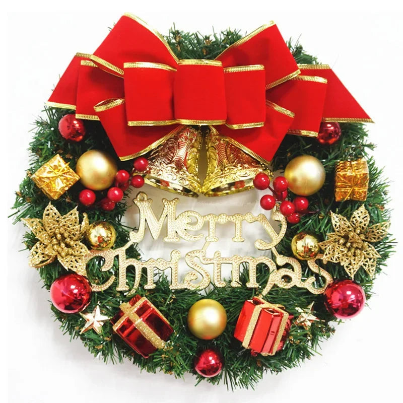 Christmas Wreath for Front Door Red Gold Window Wall Door Decorations 2024 Christmas Garland Ornament Guirnalda Navidad-Serilas
