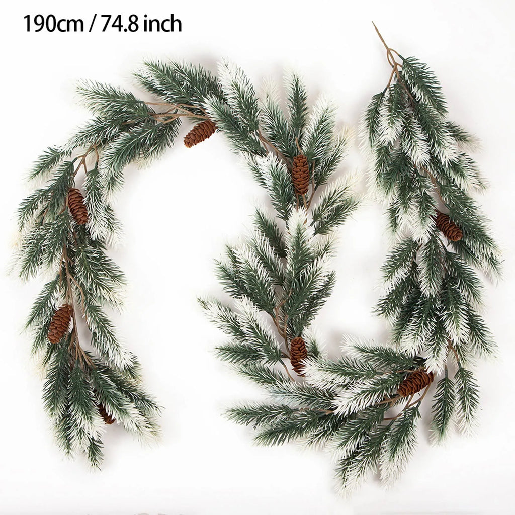 Christmas Garland Artificial Pine Garland For Outdoor Or Indoor Garden Green Fireplaces Holiday Party Decorations 1.8/1.9/2.7m-Serilas