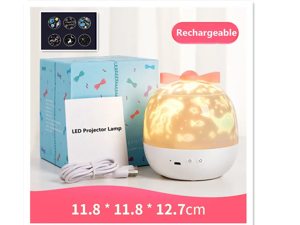 Starry Projector Night Light Rotating Sky Moon Lamp Galaxy Lamp Home Bedroom Decoration Starlight Christmas Lights for Kids Gift-Serilas