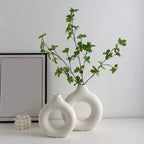 Nordic Vase Circular Hollow Ceramic Flower Vase For Home Living Room Decoration Accessories Interior Office Desktop Decor Gift-Serilas