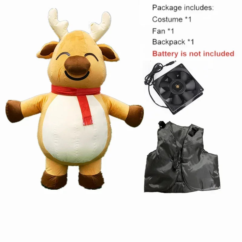Inflatable Santa Claus Snowman Deer Mascot Costume Adult Fancy Dress Christmas Party Kawaii Mascot Costume Carnival Costumes-Serilas