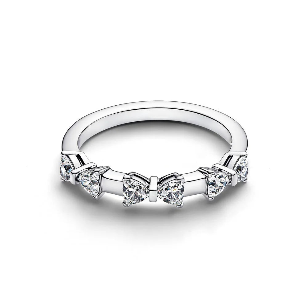 2025 HOT Princess 925 Silver Bow Rose Flower Love Eternal Crown Ring Suitable for Women's Birthday Wedding Gifts-Serilas