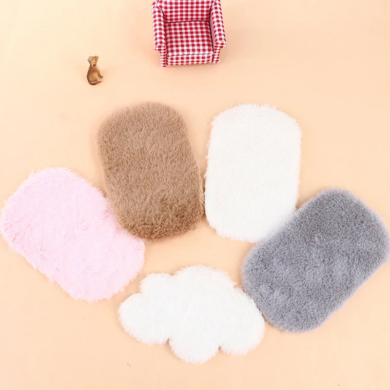 Dollhouse Miniature Plush Rug Carpet Mat Dolls House Living Room Furniture Decoration Accessories-Serilas