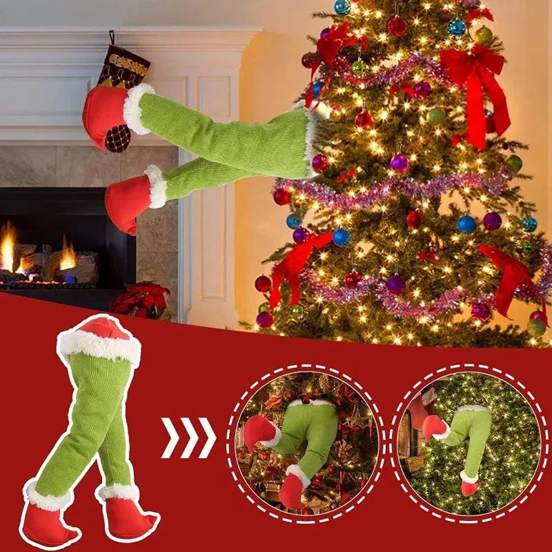 Christmas Tree Decoration Plush Door Decoration Santa Elf Legs Decoration Home Hanging Ornaments Children Gift Surprise Supplies-Serilas
