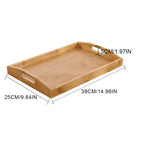 Wide Bamboo Organizer Tray Storage Bin with Handles for Cutlery Serving Spoons Cooking Utensils Teapot Teacup-Serilas