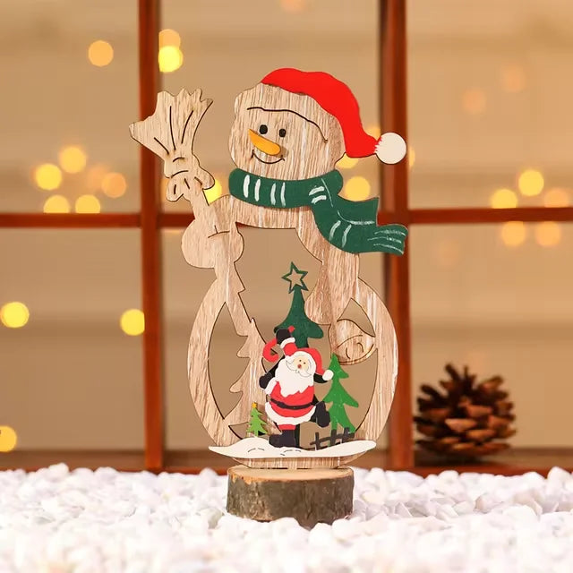 Christmas Decoration DIY Wooden Crafts Creative Ornaments Santa Claus Snowman Reindeer Christmas Desktop Decoration Gifts-Serilas
