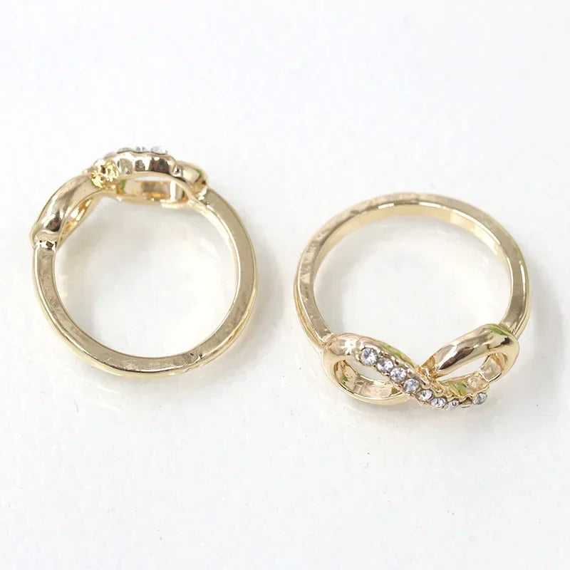 Fashion Inverted 8-shaped Crystal Studded Alloy Ring Women Versatile Crystal Twist Infinity Ring Jewelry ??????? ????????? ?????-Serilas