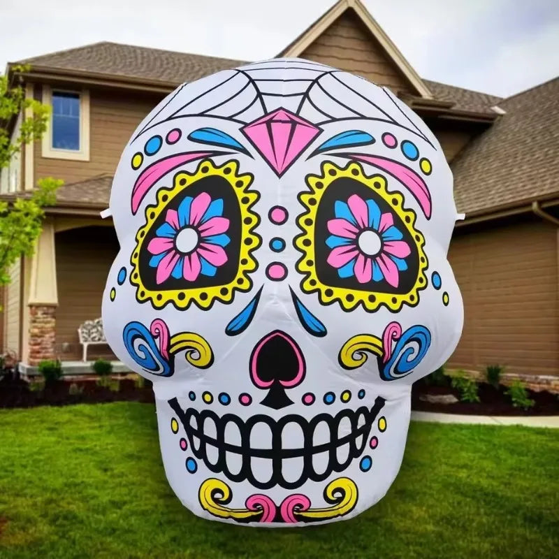 3FT Inflatable Toys Day of the Dead Decorations Blown Up LED Decor for Lawn Yard Garden Indoor Outdoor Home Party Holiday-Serilas