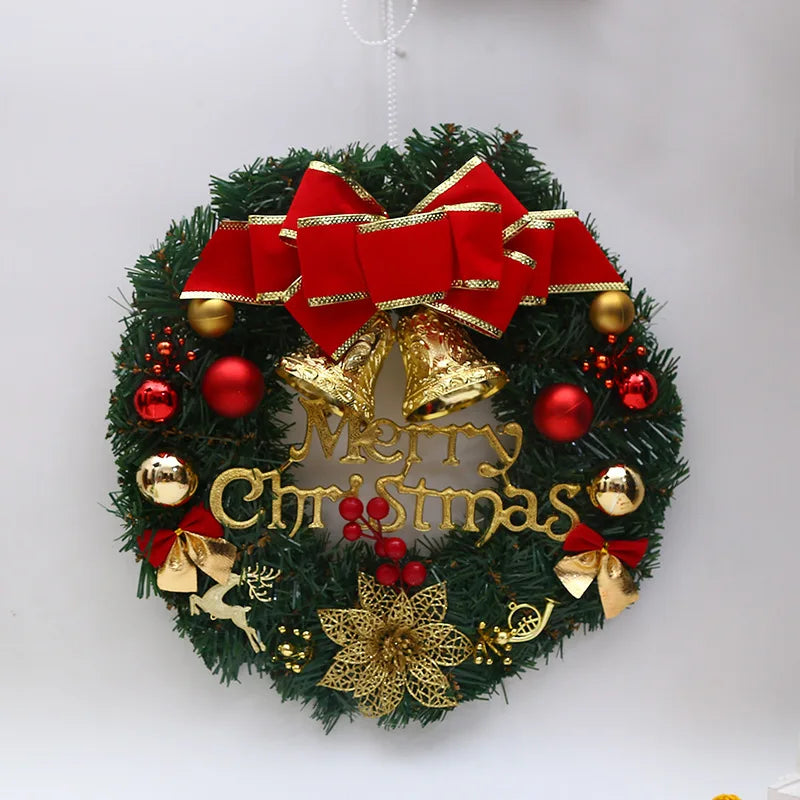 Christmas Wreath for Front Door Red Gold Window Wall Door Decorations 2024 Christmas Garland Ornament Guirnalda Navidad-Serilas