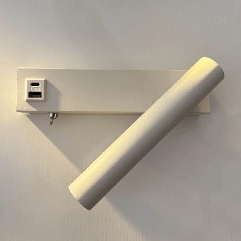 Minimalist wall lamp, living room bedroom wall rotatable spotlight, creative minimalist bedside lamp, USB interface reading lamp-Serilas