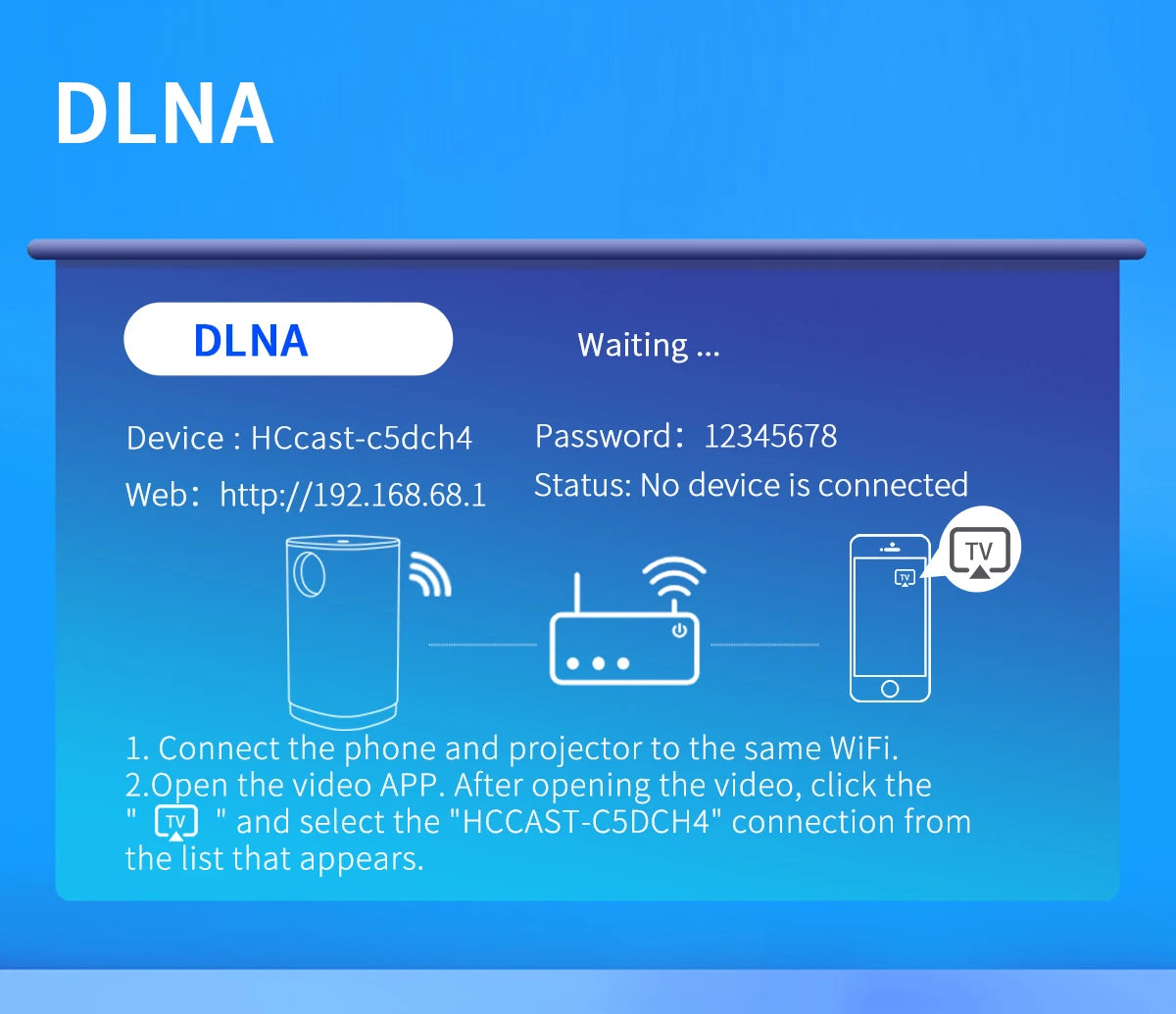 Smart Projector WIFI Mini Portable Home Theater Mobile Phone Same Screen Projector Support 4K LED Home Video Projector &Speaker-Serilas