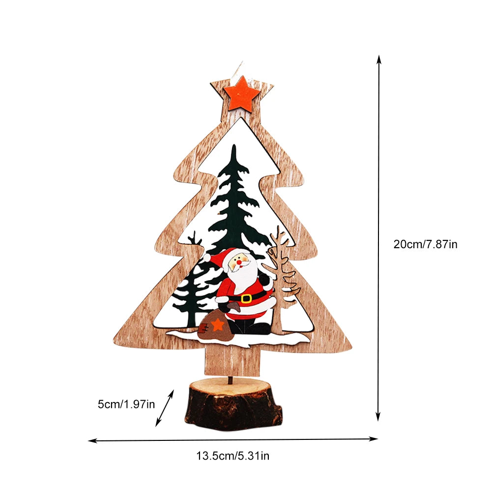 Christmas Decoration DIY Wooden Crafts Creative Ornaments Santa Claus Snowman Reindeer Christmas Desktop Decoration Gifts-Serilas