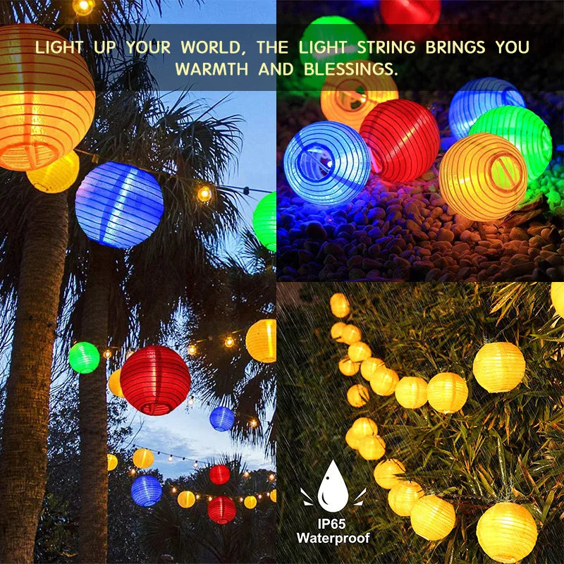LED Solar Lantern String Lights Outdoor Garland Fairy Lights Solar Powered Garden Decorative Light for Christmas Wedding Party-Serilas