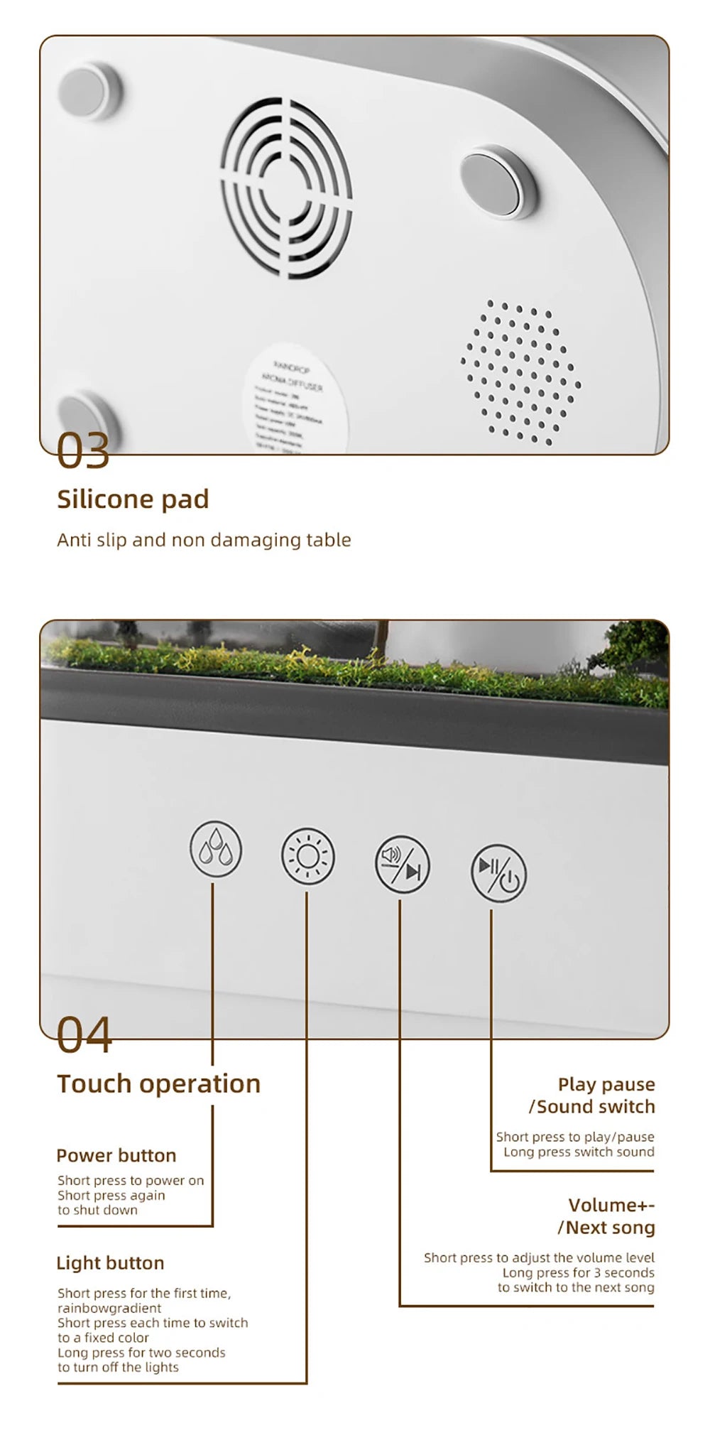 Aroma Air Humidifier Fragrance Essential Oil Diffuser for Home Raindrop Model Aroma Diffuser Humidifier with LED Colorful Light-Serilas