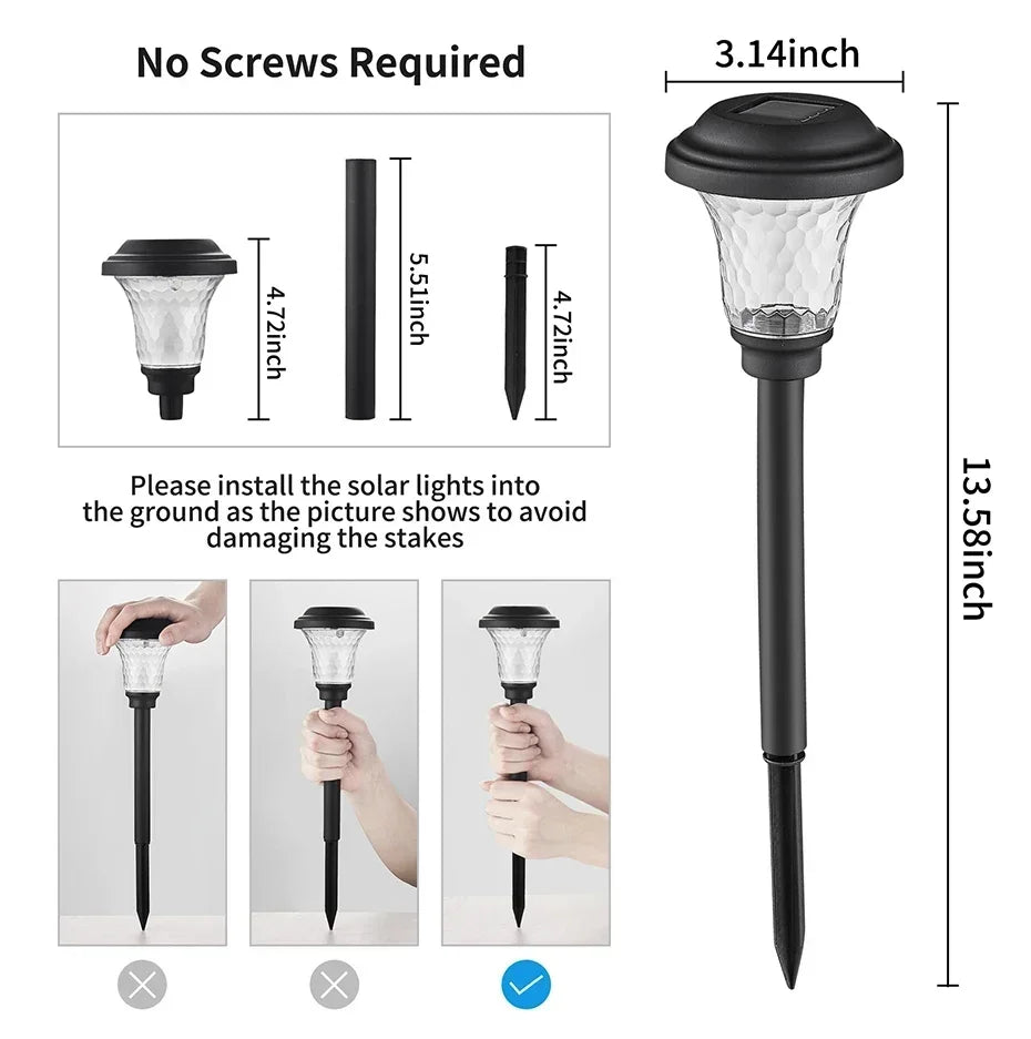 Solar Pathway Lights Outdoor Solar Yard Lamp Warm Lighting IP65 Waterproof LED Auto On Off Solar Lights for House Garden Path