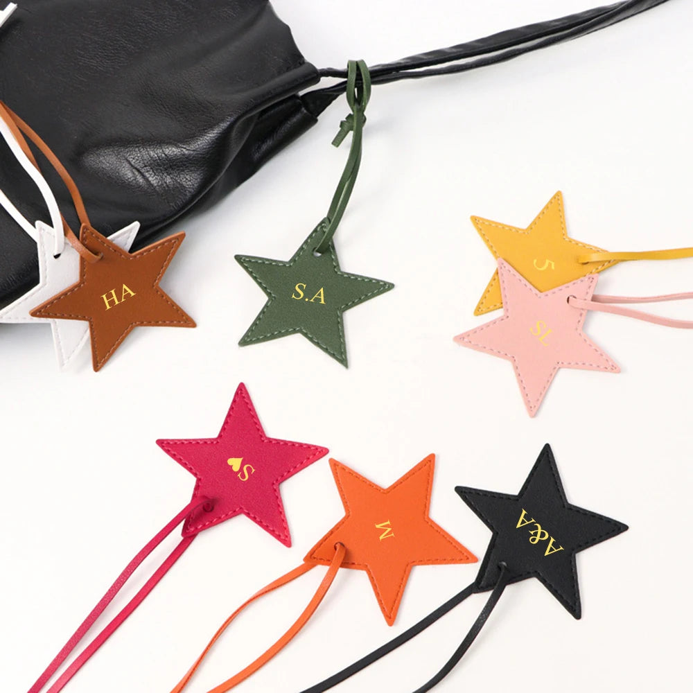 Personalized Letter Lucky Star Pendants For Bags Popular DIY Gift Custom Name Women Bag Charm Accessories Fashion Car Ornament-Serilas