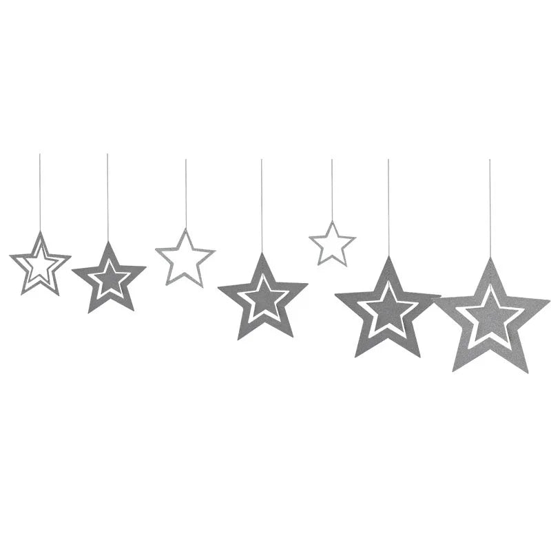 Rose Gold Hollow Star Paper Garlands Banner Hanging for Wedding Christmas Decorations Kids Birthday Party Supplies Baby Shower-Serilas