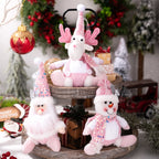 Christmas Decorations: Pink Sequined Scarf, Snowman, Pink Overalls, Reindeer, Pink Sequined Pointed Hat, Santa Claus Home Decor-Serilas