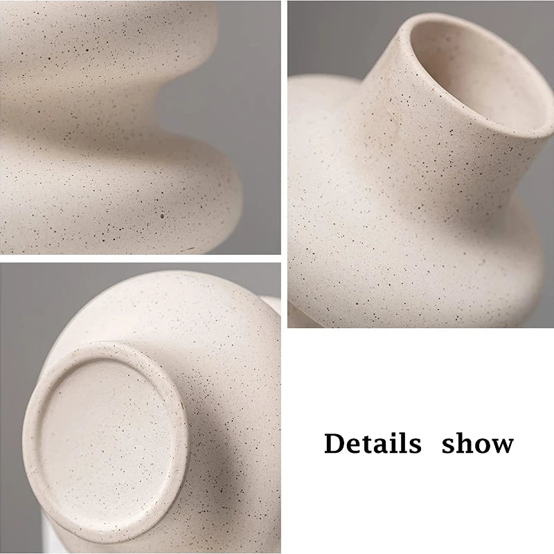 Nordic Style Ceramic Vase Modern White Dried Flower Vases Boho Home Decor Wedding Decoration Accessories Desktop Art Decorations-Serilas