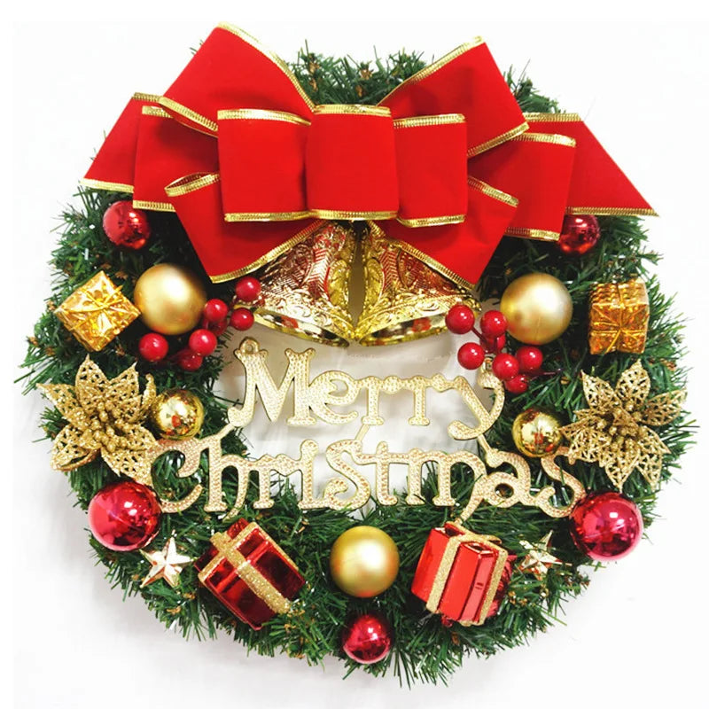 Christmas Wreath for Front Door Red Gold Window Wall Door Decorations 2024 Christmas Garland Ornament Guirnalda Navidad-Serilas