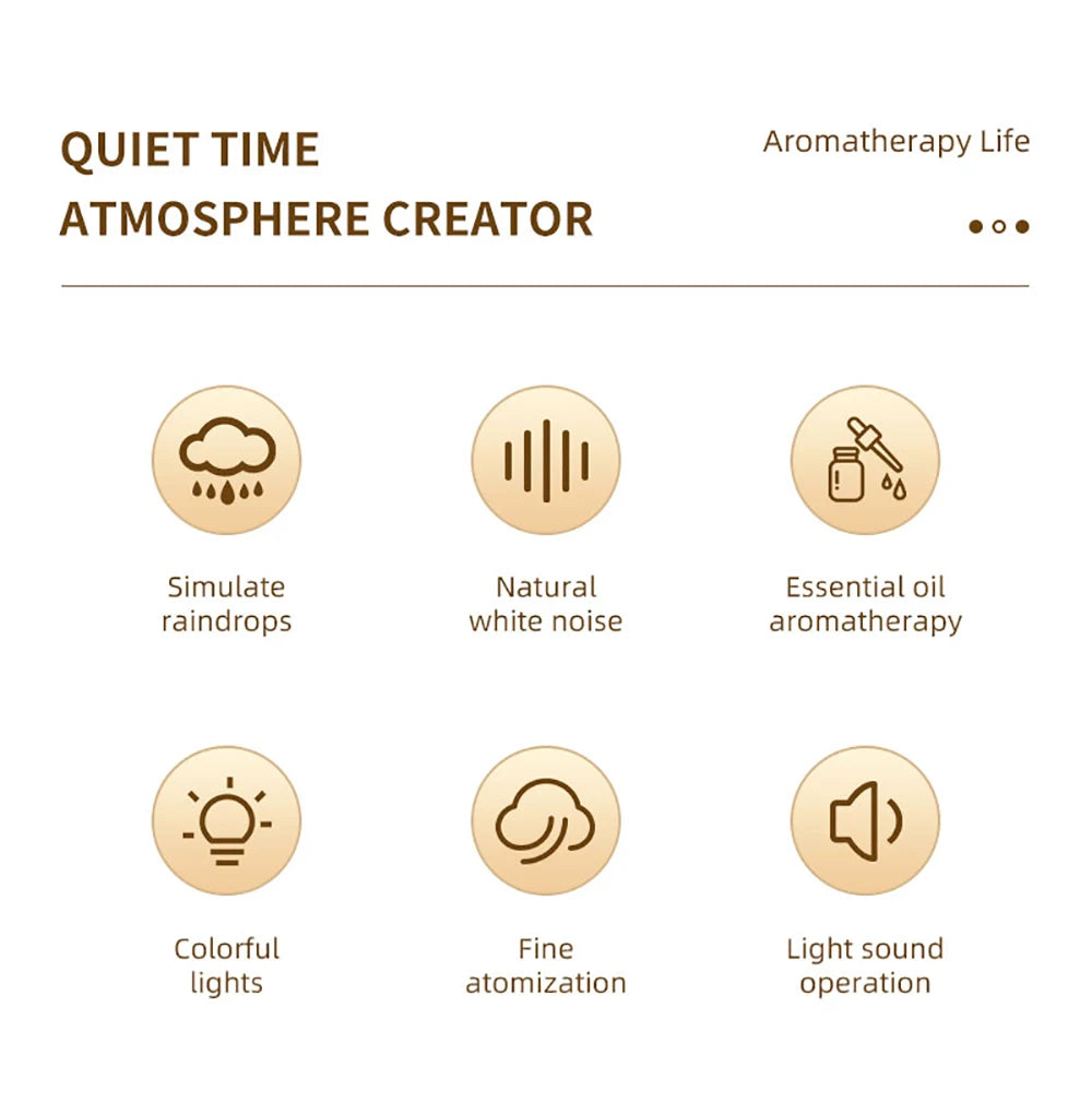 Aroma Air Humidifier Fragrance Essential Oil Diffuser for Home Raindrop Model Aroma Diffuser Humidifier with LED Colorful Light-Serilas