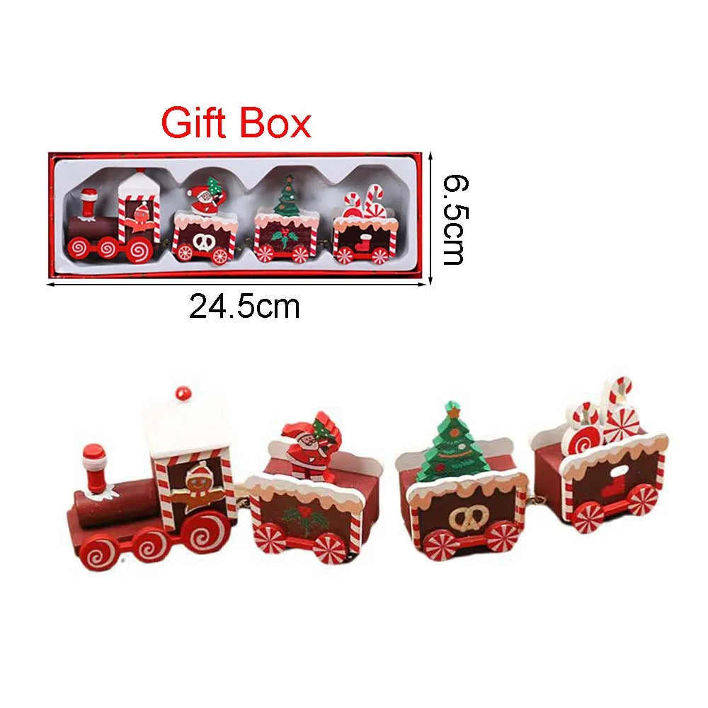 Christmas Wood Train Decoration,Christmas Ornaments With Moving Train,Home Noel,Happy New Year 2025 Gifts-Serilas