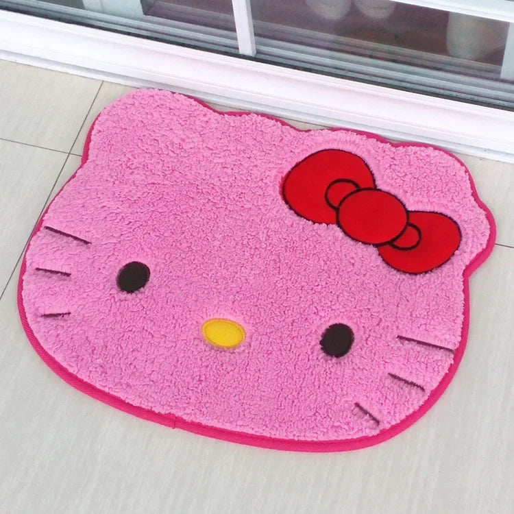 50x60cm Kawaii Hello Kitty Cartoon Rug Anime Kt Cat Plush Floor Mat Bathroom Non-Slip Carpet Car Cushion Soft Living Room Decor-Serilas