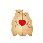 Personalized Family Bear Puzzle Decor Custom Names Fits 2-6 Names Rustic Wooden Bears Seasonal Décor for Mother's & Father's Day-Serilas