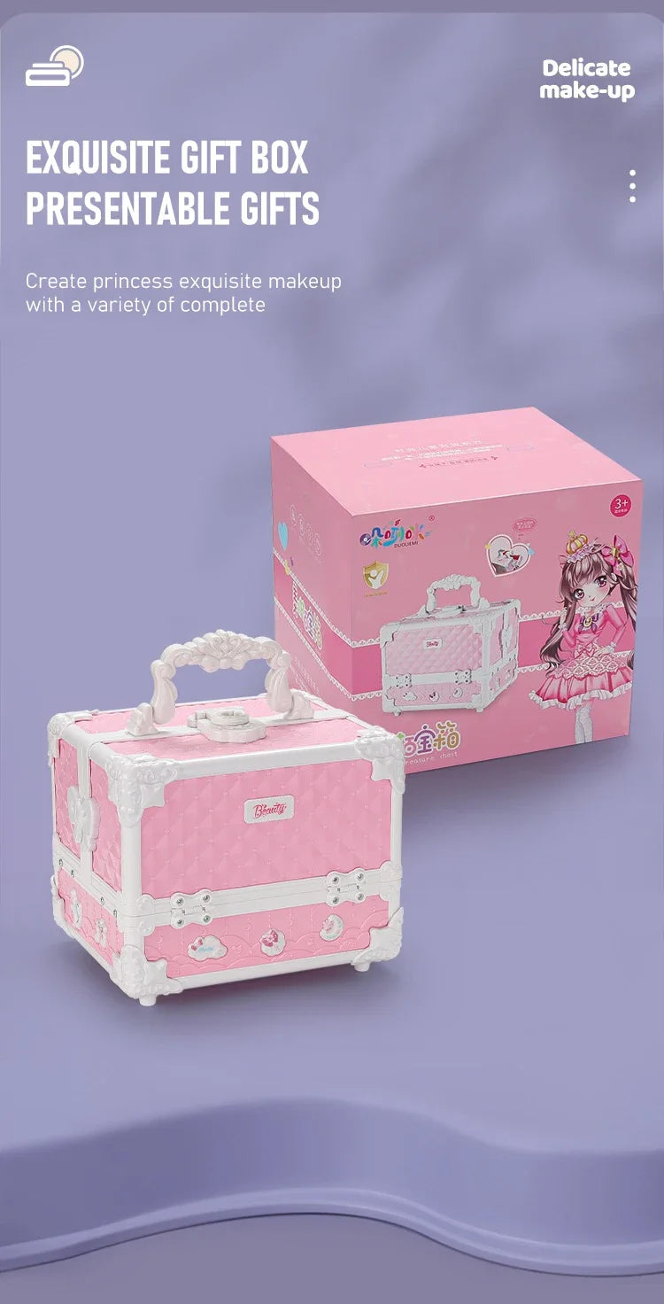 Kids Makeup Kit Little Girls 49 Pcs Washable Makeup Kit Real Girl Princess Make Up Kit with Cosmetic Case Play Set Birthday Gift-Serilas