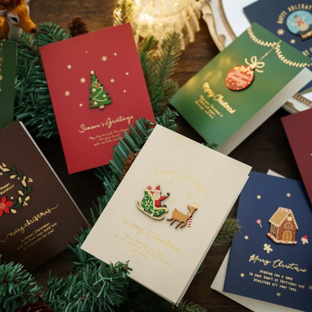 Merry Christmas Cards Set with Envelope New Year Wishes Christmas Gifts Decorative Greeting Xmas Postcards for Xmas 2025-Serilas