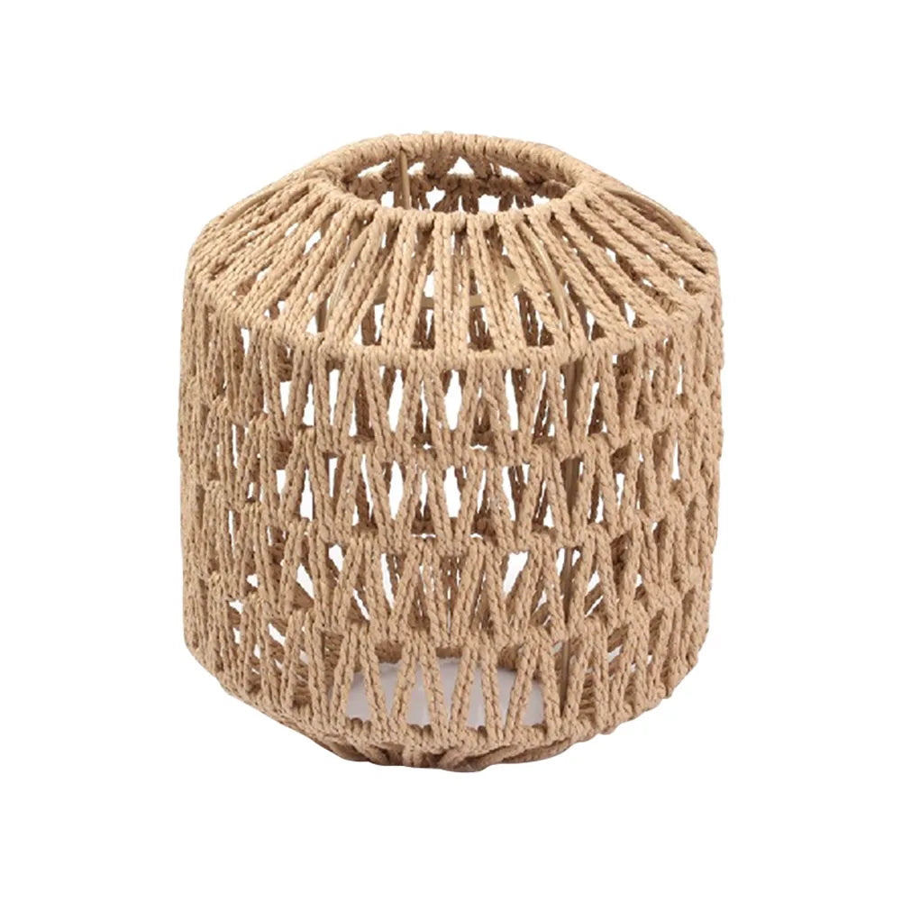 Simulated Rattan Light Fixture Vintage Hanging Lampshade Handmade Woven Lamp Shade for Living Room Bedroom Hotel Restaurant-Serilas