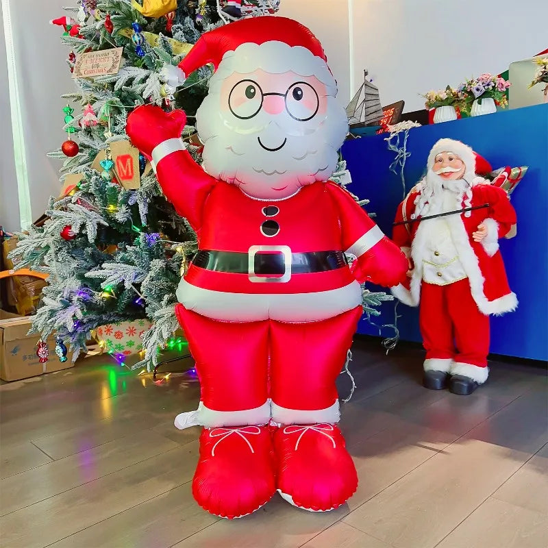 Christmas Large Standing Balloons 3D Inflatable Aluminum Foil Balloon Santa Claus Snowman Xmas Party Home Decors Supply Kid Gift-Serilas