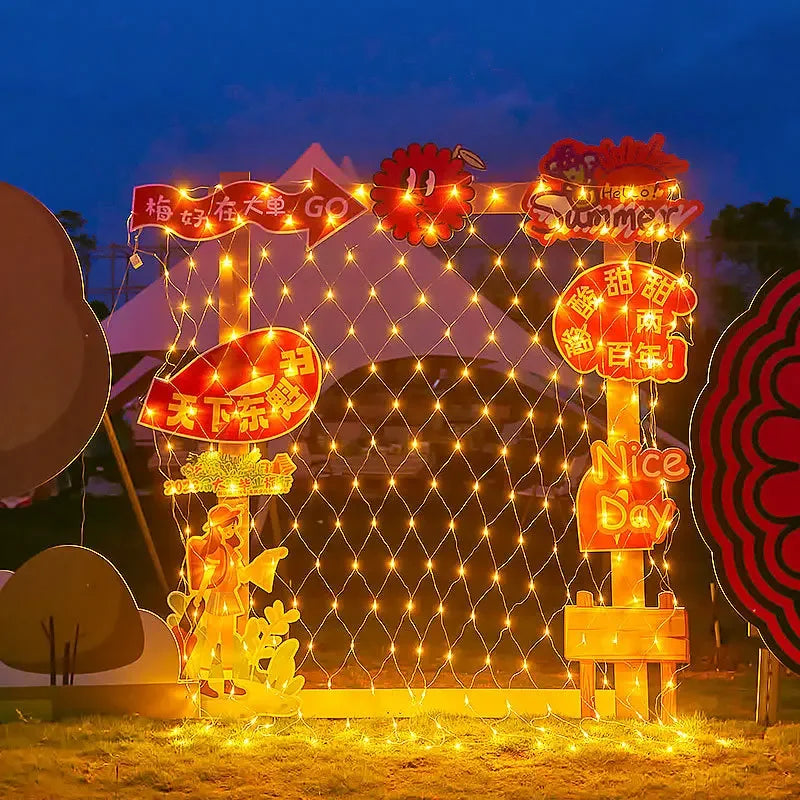 4x6M 3x3M Christmas Garlands LED String Christmas Net Lights Mesh Fairy Xmas Party Garden Wedding Decoration Curtain Light-Serilas