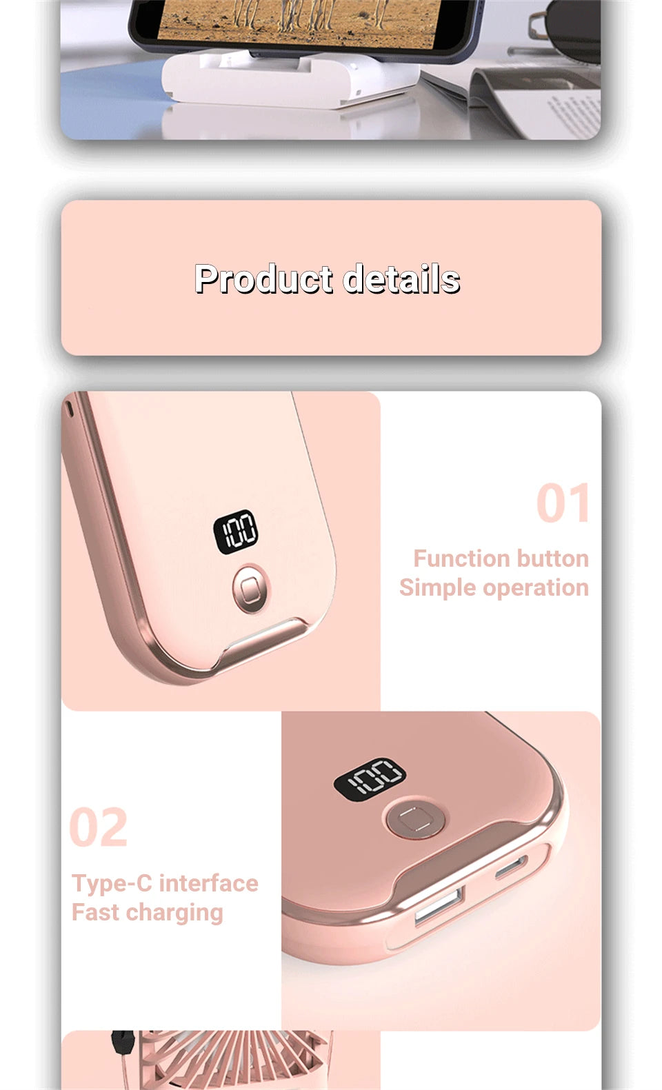 Foldable Hanging Neck Fan Cooling Desktop Refrigeration Handheld USB Mini Fan Camping Mute Ventilador Air Cooler for Sports-Serilas