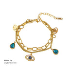 Stainless Steel Double Layer Evil Eye Charm Bracelet For Women Girl Luxury Vintage Bangle Birthday Party Wrist Jewelry Gift New-Serilas