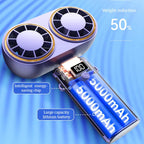 Handheld Personal Fan Compact Rechargeable Dual Fan Cooler Rechargeable Cooling Fan with Digital Display Personal Portable Fan-Serilas