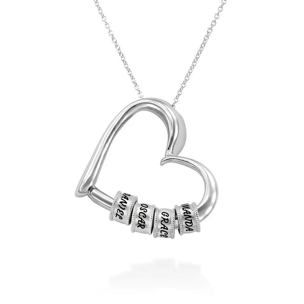 Fashion Personalized Name Heart Necklace Custom Letter Beads Necklace Love Heart Pendant for Women Family Mother's day Gift-Serilas