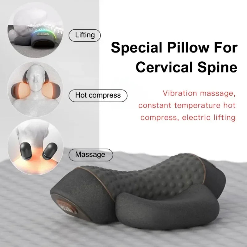 Electric Neck Massager Pillow Cervical Stretcher Heating Vibration Massage Back Traction Orthopedic Sleeping Pillows Support-Serilas