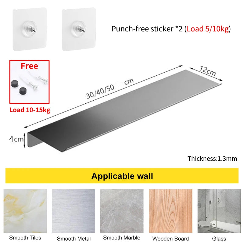 Floating Bathroom Shelves Without Drilling Storage Wall Rack Home Organizer Ledge Hardwares Cabinet Kitchen Accessories Toilet-Serilas