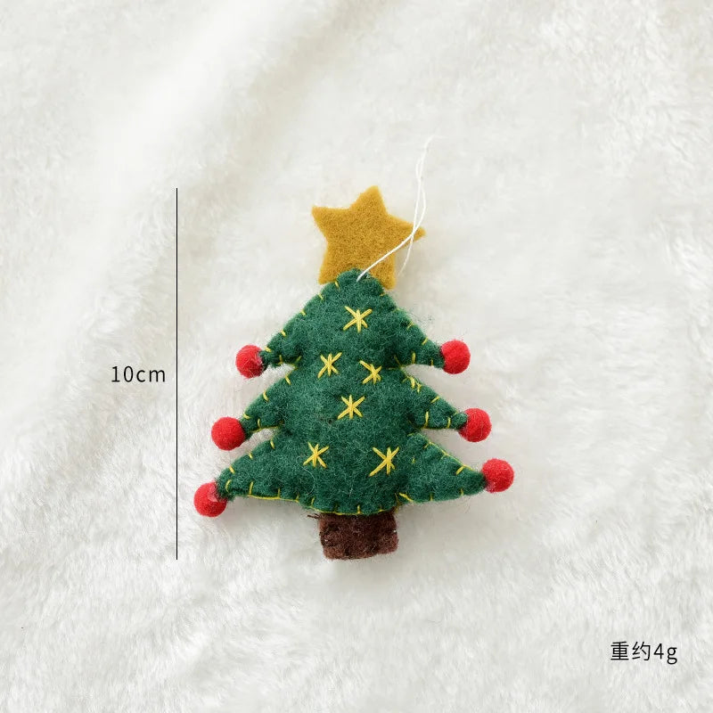 Christmas Tree Snowflake Gift Decoration Pendant Wool Felt Gingerbread Handmade DIY Accessories Christmas New Year Decoration-Serilas