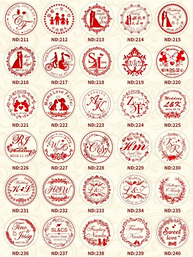 Ornament wreath Name Wedding Customized Wax Stamp Initial stamp,DIY Ancient Seal Retro Stamp,Personalized designVintage Wax Seal-Serilas