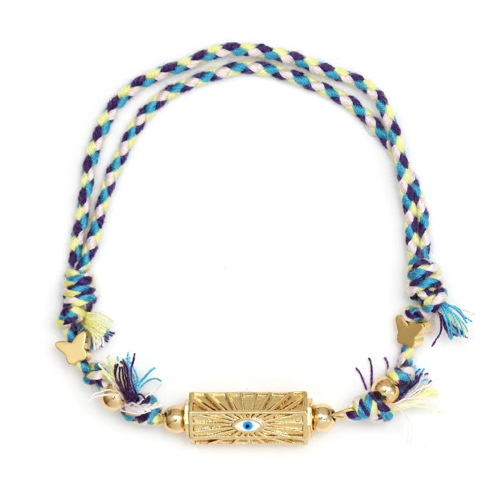 Lucky Eye Copper Enamel Turkish Evil Eye Charm Bracelet DIY Adjustable Rope Chain Bracelet for Women Men Girls Fashion Jewelry-Serilas