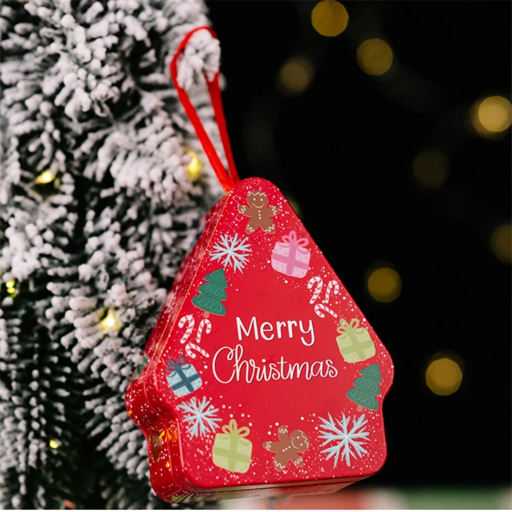 Christmas Tin Gift Box Cartoon Printed Tinplate Box Square Candy Storage Container for Xmas Holiday Packaging Supplies-Serilas