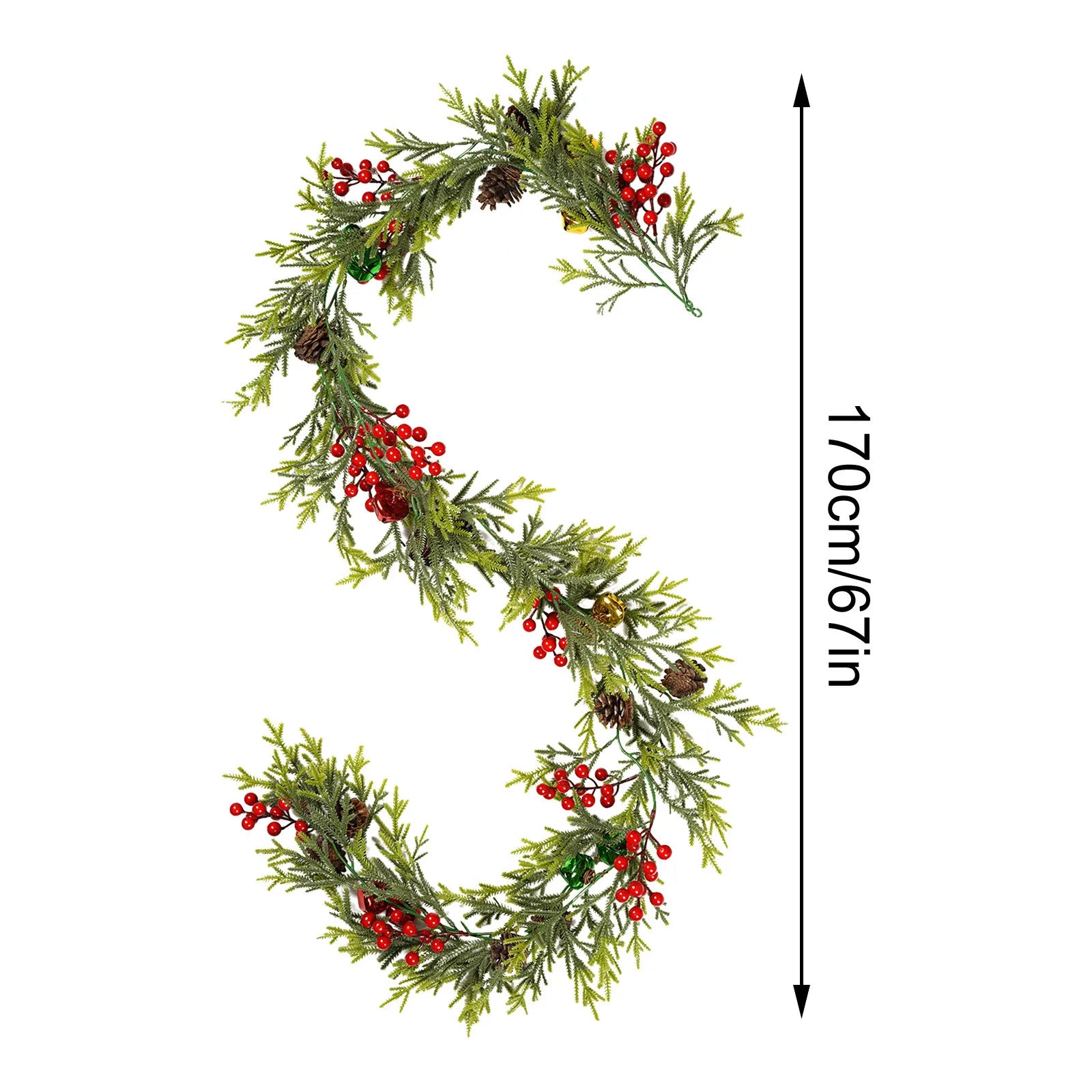 Christmas Garland Artificial Pine Garland For Outdoor Or Indoor Garden Green Fireplaces Holiday Party Decorations 1.8/1.9/2.7m-Serilas
