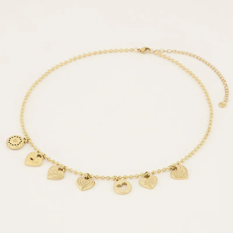 Miranda Charm Stainless Steel Heart Love Chain Necklace Water Resistant Chic Popular Romantic Korean Jewelry Gift-Serilas