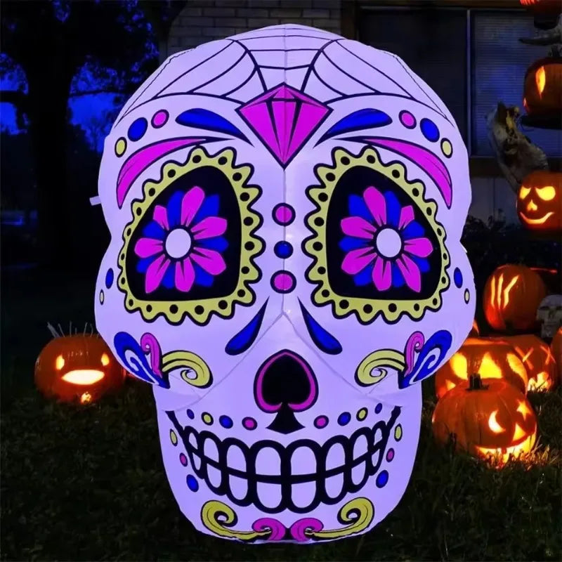 3FT Inflatable Toys Day of the Dead Decorations Blown Up LED Decor for Lawn Yard Garden Indoor Outdoor Home Party Holiday-Serilas